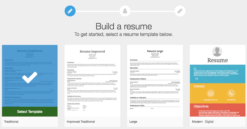 Resume.com te proporciona con templates bonitas e atractivas para tu CV. Lo único es que no podrás hacer muchos cambios.